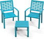 VINGLI 3-Piece Outdoor Bistro Set, Stackable Modern Metal Steel Table and Chairs by VINGLI