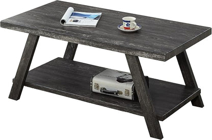Contemporary Wood Coffee Table 48 in, Charcoal Living Room Table - Image 7