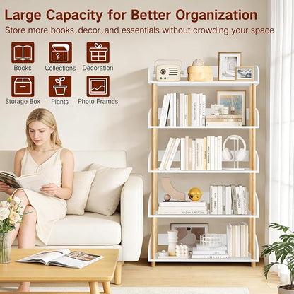 5-Tier Wooden Bookshelf, Modern Open Bookcase - Image 5