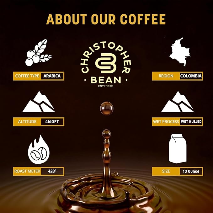 Christopher Bean Coffee - Certified Kosher - Decaf Ground Universal Drip Chocolate Raspberry Flavored Coffee with Medium Roast | Chocolate Raspberry Coffee No Sugar with 100% Arabica, No Fats, Non-GMO | 10-Ounce