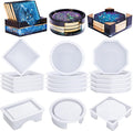 LET'S RESIN 18 Pcs Coaster Resin Molds Silicone, Coaster Molds with Round Square Octagon Shape Holder Molds for Epoxy Resin, DIY Art Craft Cup Mats