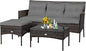 Tangkula 3 Pieces Patio Conversation Set, All Weather Outdoor PE Rattan Wicker by TANGKULA