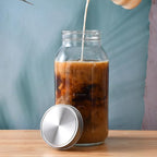 UPTRUST Durable Glass Cold Brew Mason Jar Iced Coffee Maker, 64 oz (2 Quart), Heavy Duty Stainless Steel Filter for Iced Brew Coffee, Lemonade, Ice Tea, Homemade Fruit Drinks Container