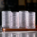 LEMONSODA Hobnail Highball Glasses Set of 4 – Vintage Clear Drinking Glass Cups 15oz – Textured Tall Retro Glassware Tumblers for Water, Iced Coffee, Cocktails, Soda, Juice (Highball 15oz, Set of 4)
