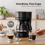 Kismile 5-Cup Drip Coffee Maker with Anti-Drip System, Food-Grade Compact Coffee Machine with Removable Funnel, Warm Plate, Dishwasher-Safe Glass Carafe, Portable Coffee Maker for Home & Office Use