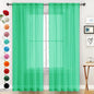SpaceDresser Basic Rod Pocket Sheer Voile Window Curtain Panels Grass Green 1 by SpaceDresser