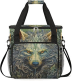 wolf animal vintage Coffee Maker Carring Bag Travel Carrying Storage Tote Bag Compatible with Keurig K-Mini or K-Mini Plus Portable Single Serve Coffee Brewer Case with Pockets for K-cup Pods