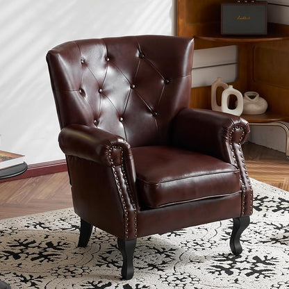 Modern Faux Leather Accent Chair, Upholstered Mid-Century Armchair - Image 2