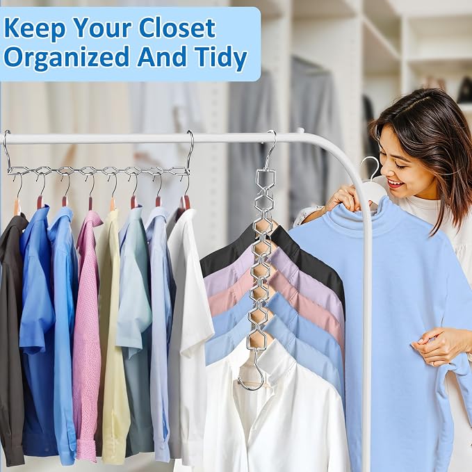 Space Saving Hangers for Clothes 3 Pack, Sturdy Metal Hangers Heavy Duty Magic - Image 6
