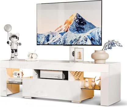 VINGLI 51'' LED TV Stand, High Glossy Modern Entertainment Center by VINGLI