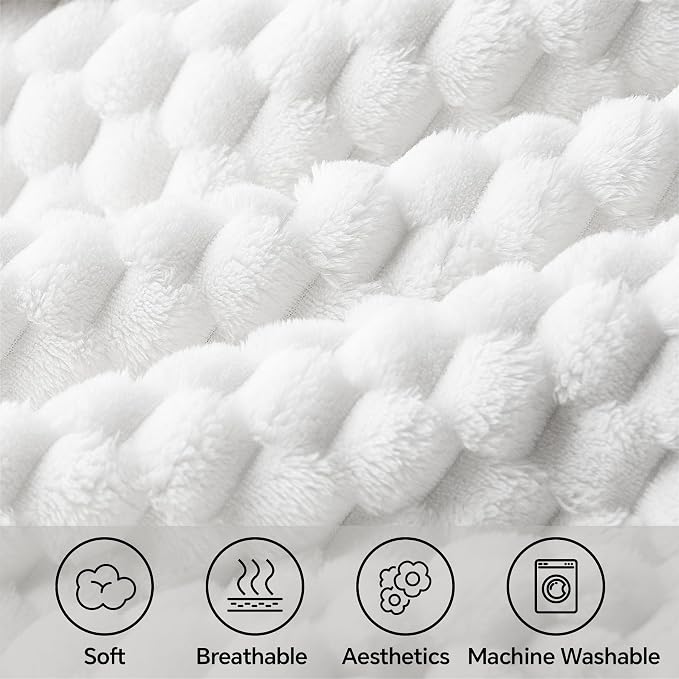 BEDELITE White King Blanket for Bed, Soft Cozy Gifts for Women, 108 * 90 | 3D - Image 4
