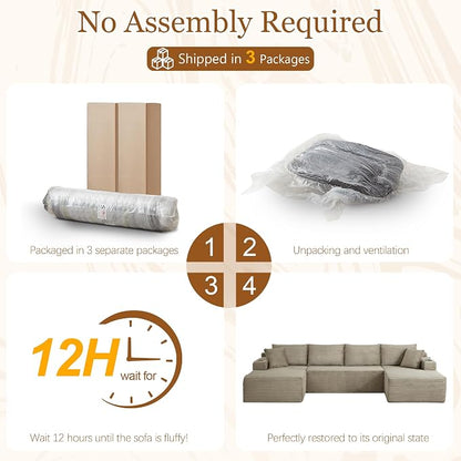134 Inch Modular Sectional Sleeper Sofa, Boneless Cloud Couch - Image 5