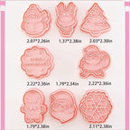 8Pcs Christmas Cookie Cutters, 3D Plastic Snowflake, Santa, Tree, Snowman Design Biscuit Mould and Cutters