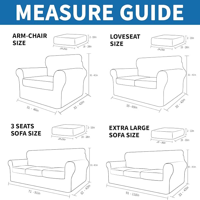 XINEAGE 2026 New 4 Pieces Extra Large Couch Covers - Image 2