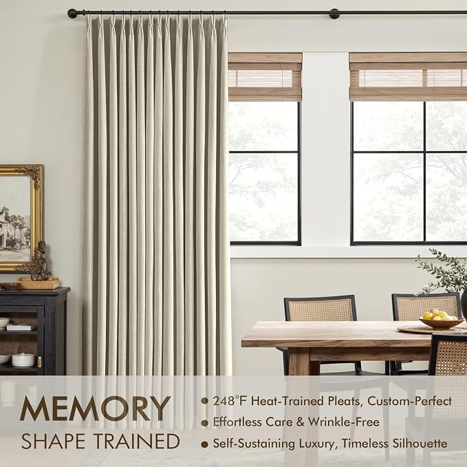 MIULEE Burlywood Birch Pinch Pleated 100% Blackout Curtains 40x63 Inches | Room - Image 3