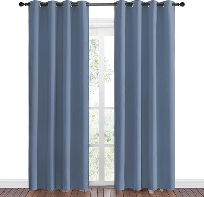NICETOWN Stone Blue Room Darkening Curtain Panels 86" Length - Image 2