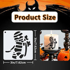 72 PCS 3x3 Inch Halloween Stencils for Painting - Pumpkin, Ghost, Bat, Spider Web Witch Skull Reusable Halloween Painting Templates on Wood, Glass, Fabric, Window Door Decor DIY Decoration