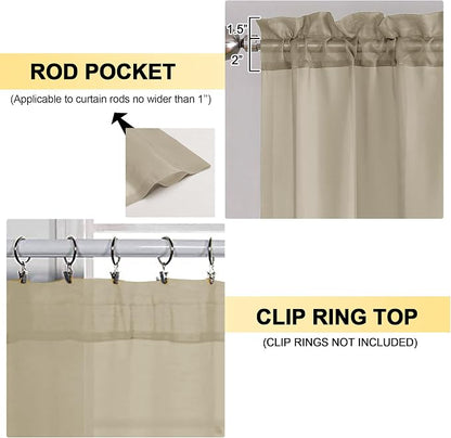 Taupe Sheer Curtains 84 Inches Long 2 Panels - Image 2