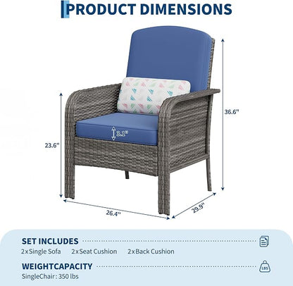 GarveeHome 2-Piece Outdoor Patio Furniture Set, All-Weather Rattan Chairs - Image 2