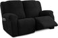 Recliner Loveseat Covers, 4-Piece Stretch Geometric Strokes Jacquard Reclining by Unknown
