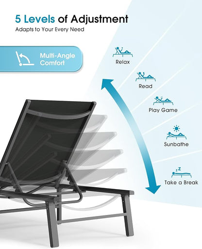 Ciokea Foldable Outdoor Lounge Chair, No Assembly Patio Chaise Lounge Outdoor - Image 7