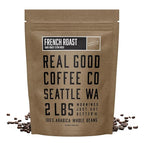 Real Good Coffee Company French Roast Whole Bean Coffee - Extra Dark Roast - 100% Arabica Beans - 32 Oz