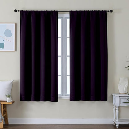 Simplebrand Ava Blackberry Short Blackout Curtains by Simplebrand