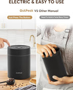 OUTPEAK Neo 2025 Kilo Auto Vacuum Coffee Canister, 1.5L Capacity for 17.6oz of Coffee Beans, One-Button Operation, Stainless Steel Coffee Storage Container with Scoop (Barista Champion's Choice)