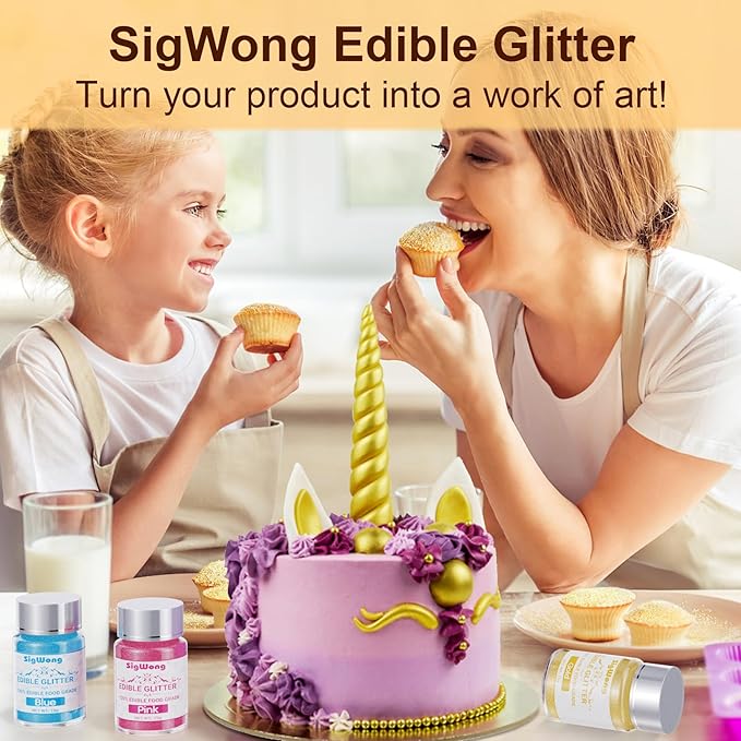 Gold Edible Glitter - 15g Food Grade Luster Dust Powder, Cake Decorating Sprinkle Glimmery Dust for Drinks, Wine, Fondant, Chocolate, Candy, Cookie, Vegan