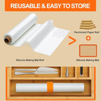 Silicone Baking Mat Roll -12IN x 10FT Non Stick Heat Resistant Food Grade Baking Mats, No Slip Reusable Freeze Dryer Mat,Pastry Mat,Countertop Protector Mat, Washable Oil-Proof Refrigerator Liners