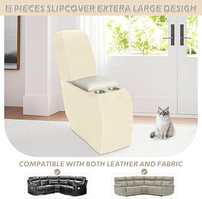 Arfntevss Sectional Recliner Couch Covers Velvet Corner Sectional Sofa Cover - Image 3