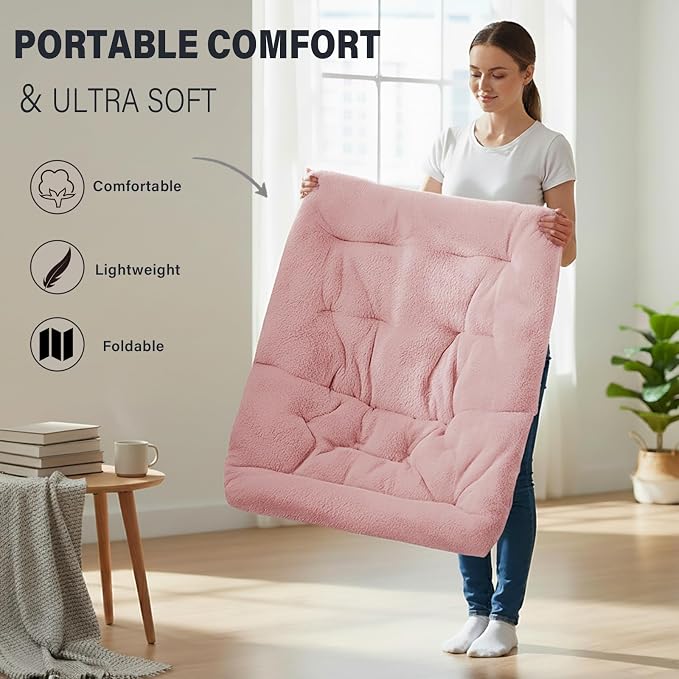 Tiita Folded Chair with Straight Ottoman, Soft Faux Fur Oversized Folding - Image 7
