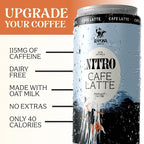 Raposa Nitro Cold Brew Ready to Drink Coffee 250ml - 8.45oz - Made with Oat Milk- Dairy Free - Vegan Cold Brew Ready to Drink, Non GMO, No Artificial Anything - 150mg Caffeine (Cafe Latte (12 Pack))