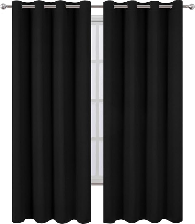 Blackout Curtains 66 x 84 inch/Black Curtains Set of 2 Panels/Thermal Insulated - Image 2