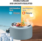 13.5oz Soup Thermo for Hot Food Kids with Buckle Lid Insulated Vacuum Food Jar Wide Mouth Leakproof Stainless Steel Lunch Container (Blue)