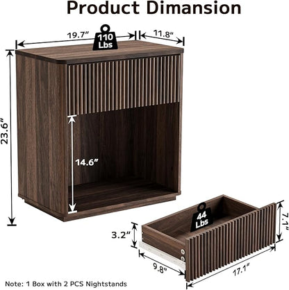 Modern Fluted Nightstand Set of 2 - Image 2