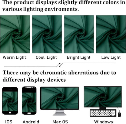 Hunter Green Sheer Curtains 54 Inch Length 2 Panels, Voile Light Filtering - Image 6