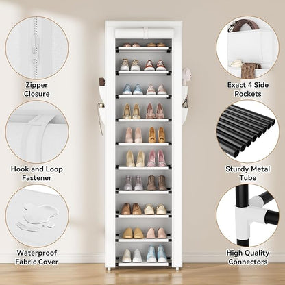 ROJASOP Shoe Rack with Covers 10 Tier Large Shoe Organizer Tall Shoe Closet - Image 4