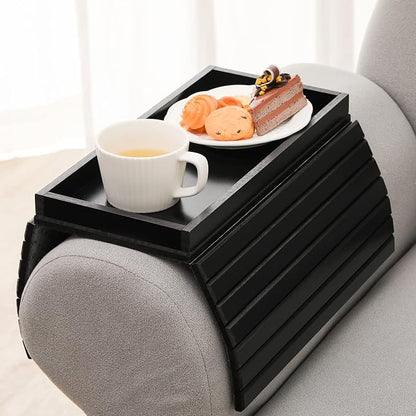 GEHE Bamboo Sofa Arm Tray, Foldable Couch Arm Tray Side Table, Anti-Falling - Image 8