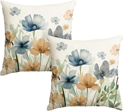 AVOIN colorlife Poppy Chinoiserie Flowers Pillow Covers 18x18 Inch Set of 2 | by AVOINcolorlife