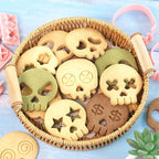 Mini Skull Cookie Cutter Set, Interchangeable DIY Halloween & Día de los Muertos Biscuit Stamps, 3D Raised Design Molds for Cookie Decorating, Cupcakes, Day of the Dead Pastries & Party Treats