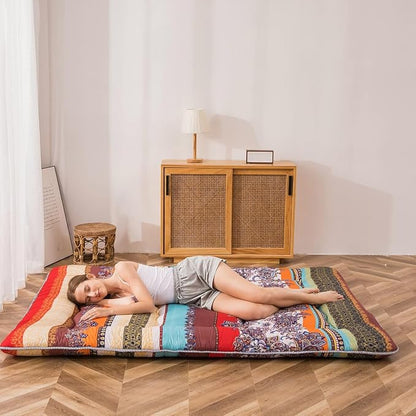 MAXYOYO Bohemian Retro Floor Mattress Vintage Floral Japanese Futon Mattress - Image 5
