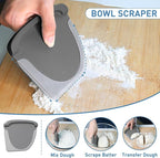 2 IN 1 Upgrade Bench Scraper, Dough Scraper for Pastry Bread Cake Pizza, Stainless Steel Dough Cutter with Conversion Chart & Measuring Scale, Bowl Scraper Food Scraper for Kitchen Baking, Gray