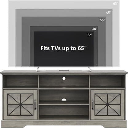 Xixini Farmhouse TV Stand for 65/60/55 Inch Tvs, Rustic Entertainment Center - Image 2