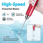 Milk Frother with Stand Rechargeable-Handheld Frother Wand with 3 Stainless Whisks 3 Speed Adjustable, Electric Whisk Drink Mixer, Foam Maker Blender for Matcha Latte Cappuccino Chocolate