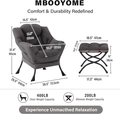 MBOOYOME Lazy Chair with Ottoman, Modern Accent Lounge Armchair with Armrests - Image 2