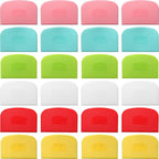 Uiifan 24 Pcs Plastic Bench Scraper with Scale Flexible Dough Multipurpose Cake Cutter Pizza Dough Spatula Food Scraper Tool Gift for Bread Pastry Fondant Icing, 6 Colors
