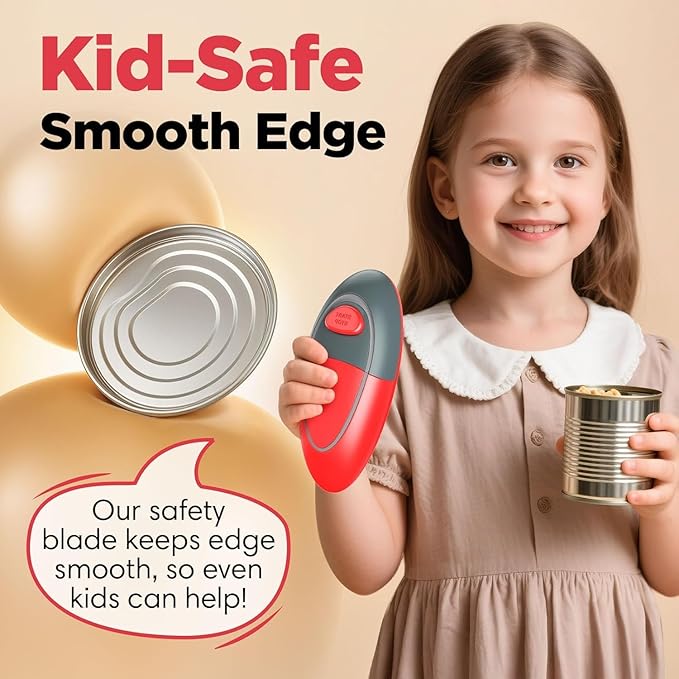 One Touch Electric Can Opener Open Almost Can with Smooth Edge, Electric Can Openers for Kitchen Food-Safe Magnetic Catches Cover, Electric Can Opener for Seniors, Arthritis and Chef