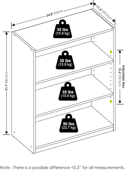 Furinno GEHRY Book Shelf, 3-Tier Small Bookshelf, Bookcase - Image 3