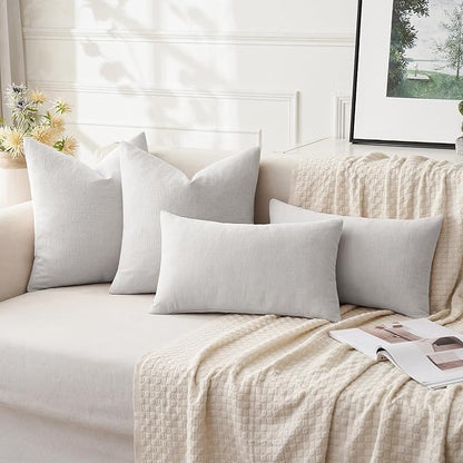 MIULEE Light Grey Chenille Couch Throw Pillow Covers, 20x20 | Set of 2 - Image 4